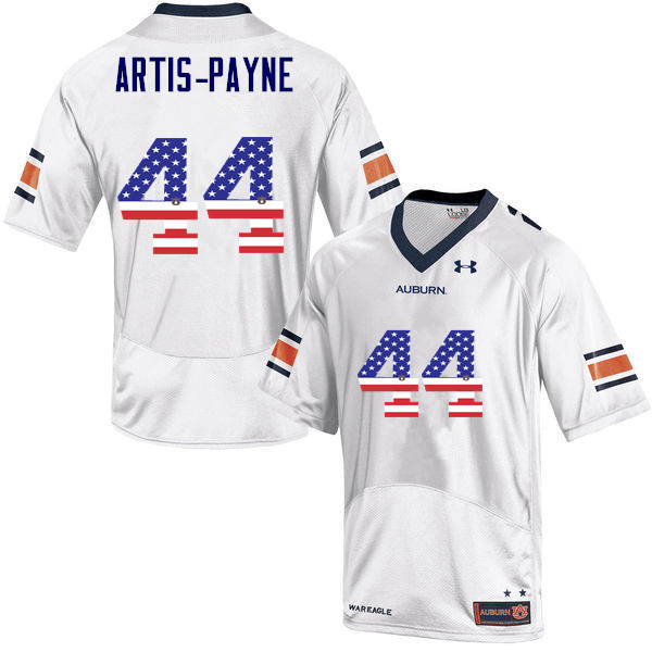 Men #44 Cameron Artis-Payne Auburn Tigers USA Flag Fashion College Football Jerseys-White - Click Image to Close